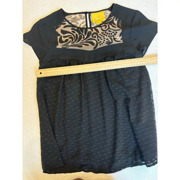 Anthropologie Maeve top black XS sheer babydoll holiday party whimsigoth fairy - Picture 6 of 7